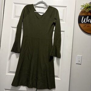 Ann Taylor Forest Green Long Sleeve Dress‎